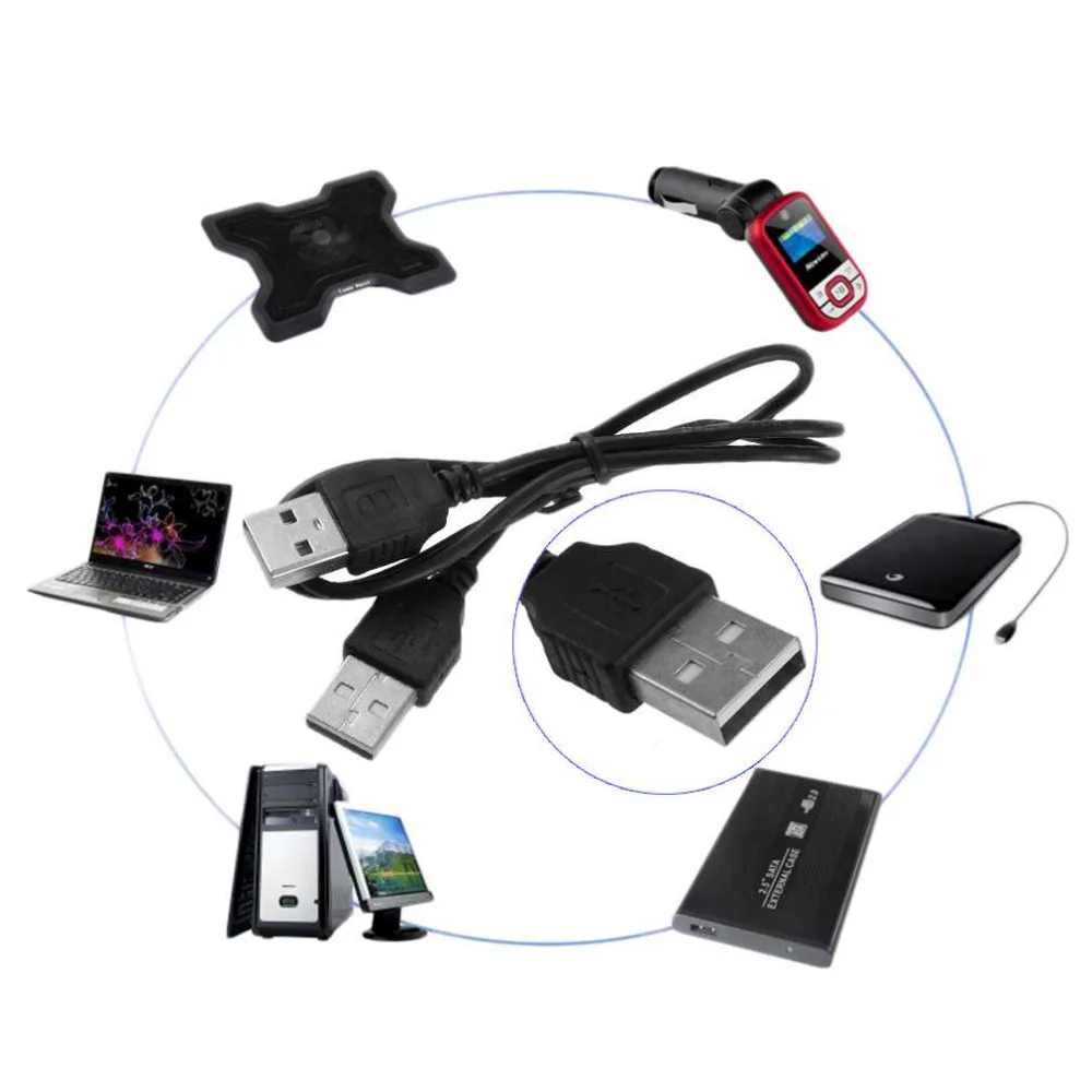 

New 1pc High Quality Black USB 2.0 Male To Male M/M Extension Connector Adapter Cable Cord Wire Top Sale