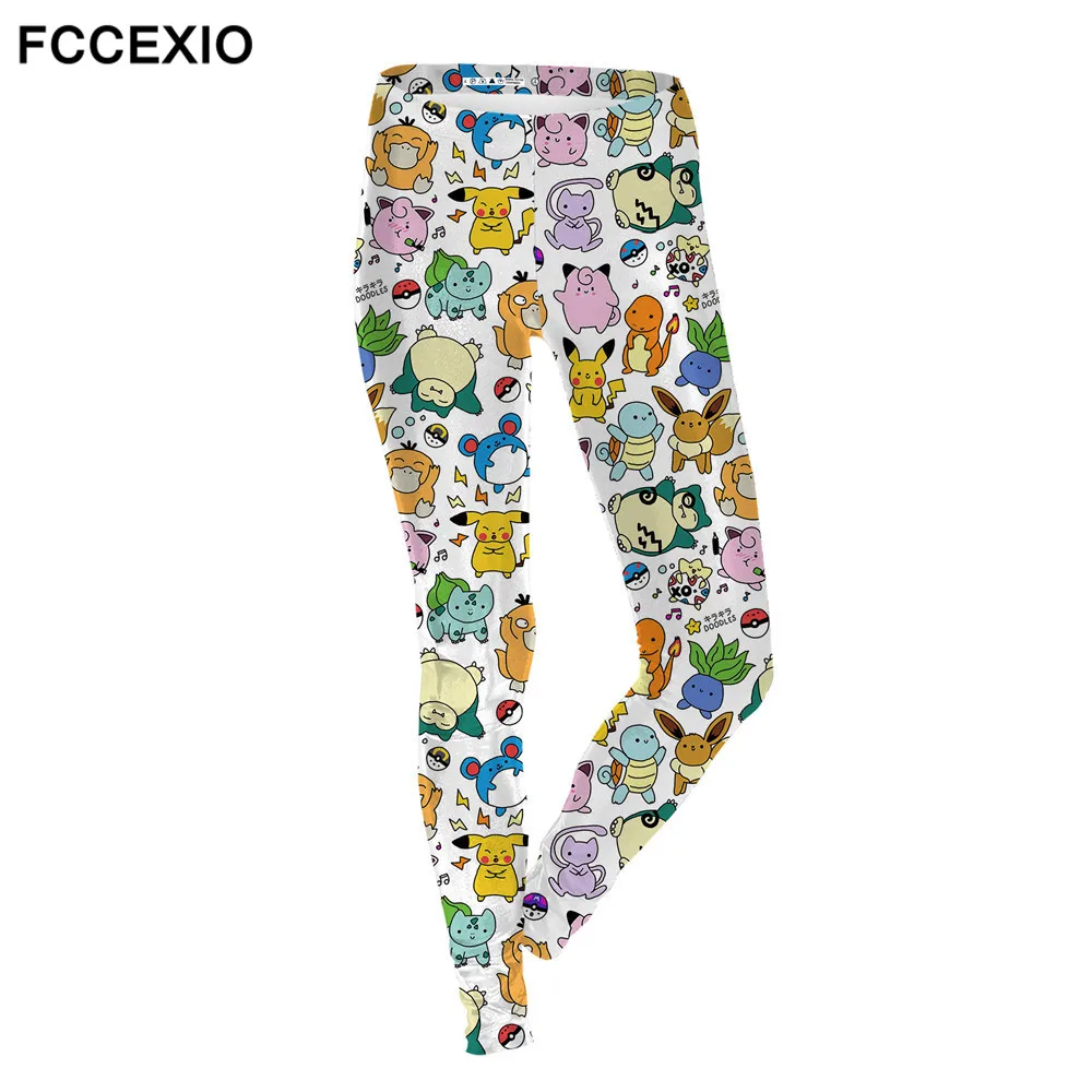 amazon leggings FCCEXIO Simple Cartoon Pokemon GO Designs Gray Female Leggings Spring Casual Women's Stretch Legging Soft Jegging Fitness Legins faux leather leggings
