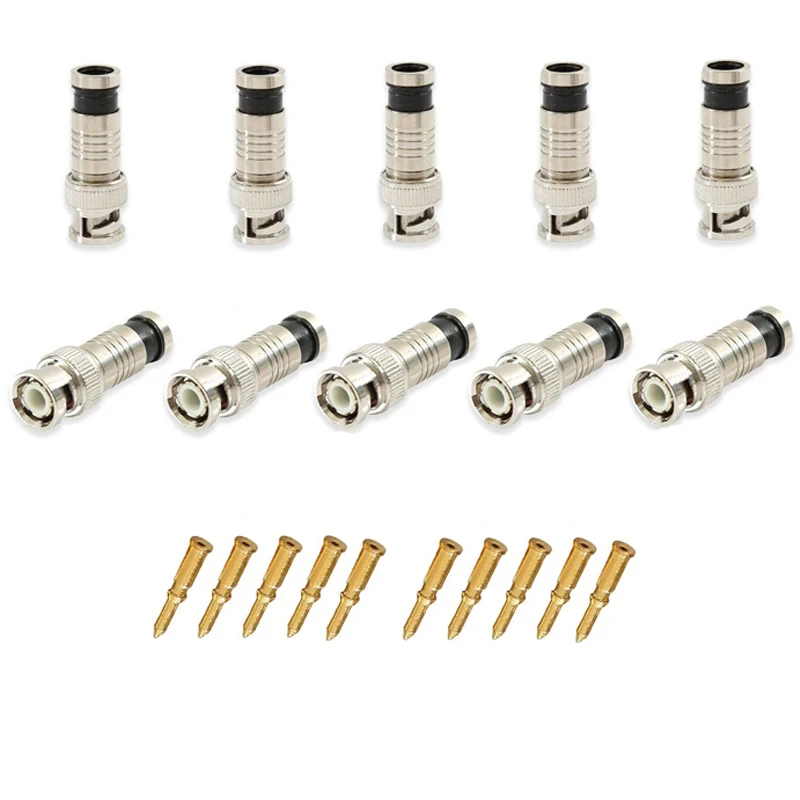 10PCS/lot security system BNC Connector Compression Connector Jack for Coaxial RG59 Cable CCTV Camera Accessories 10PCS/lot security system BNC Connector Compression Connector Jack for Coaxial RG59 Cable CCTV Camera Accessories