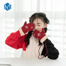 M MISM, теплые зимние перчатки, снежинки, пушистый бархат, плотные перчатки, прекрасный дизайн, защитные перчатки для детей, рождественские подарки