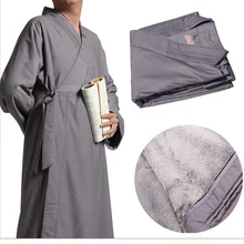 Унисекс зимнее серое пальто буддийский теплый шерстяной халат лежали буддистские монахи одежда медитации костюмы для боевых искусств дзен униформы