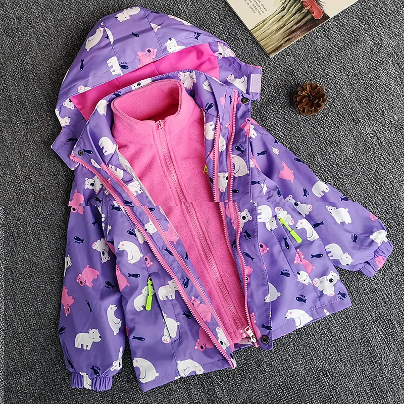 Теплая водонепроницаемая верхняя одежда с радужным кардиганом для девочек г. Новая модная куртка для девочек-подростков, детская одежда, толстовки с капюшоном для детей от 4 до 10 лет - Color: PURPLE