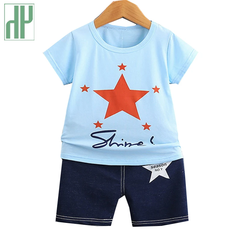 

Summer Boys Clothes Sets Short Sleeve Printed Shirt +shorts Suit Boutique Kids Children Sport Clothing Sets Girl Outfit 0-4y