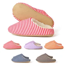 2016 Korean Gestreifter Baumwolle Hausschuhe Hause Warme Pantoffeln Für Winter Erwachsene Mode Paar Familie Indoor Schuhe Hausschuhe
