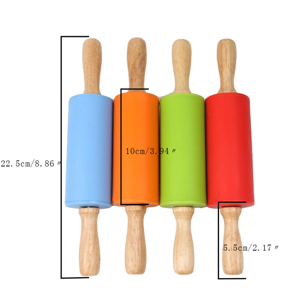 Деревянная ручка, силикон, ролики Скалка, детский кухонный инструмент для приготовления пищи, выпечки, 12,21