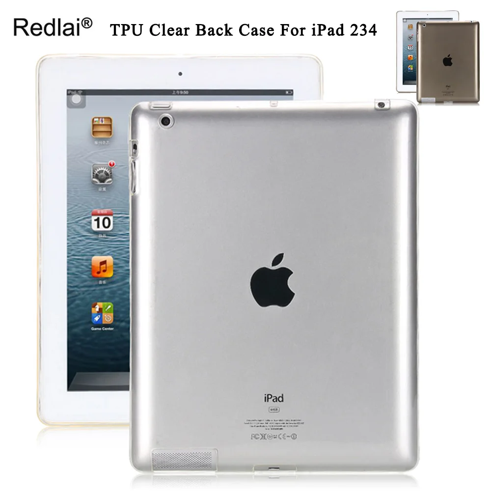 Redlai мягкие ТПУ кремния тонкий Планшеты чехол для Apple iPad 234 прозрачный можно