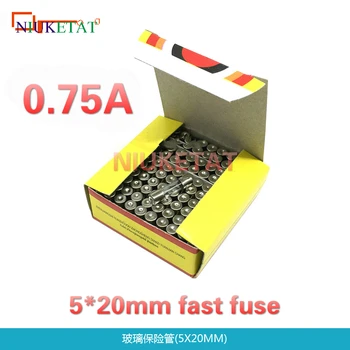 

100pcs/box 5*20mm 0.75A 250V Fast fuse 5*20 F0.75A 750mA 250V Glass Fuse 5mm*20mm New and original