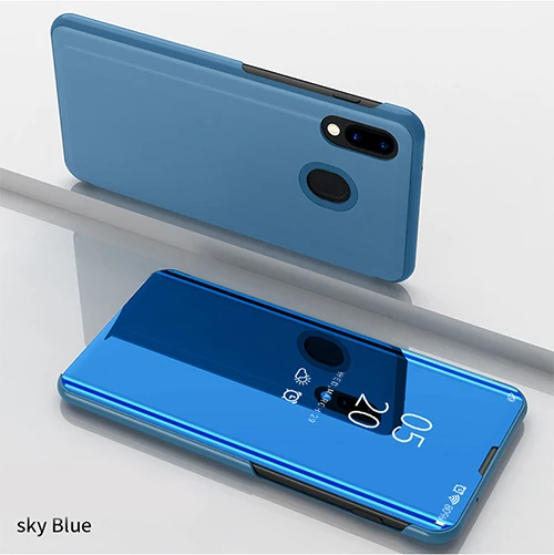 Чехол с откидной крышкой для samsung Galaxy A50 A30 A10 стоячий кейс-держатель зеркальный чехол для телефона samsung A80 A90 A60 A70 - Цвет: Синий