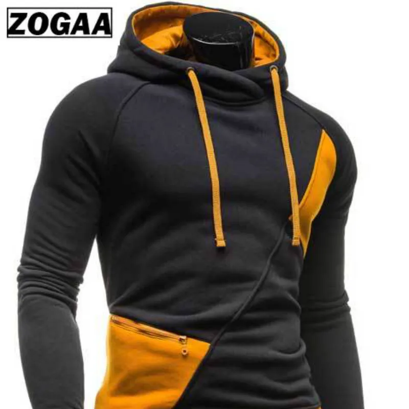 

2019 spring and autumn new hoodie men's matching color patchwork jumper Korean version of men's coat