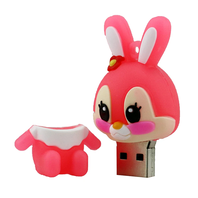Hot Sale Lovely Animal Rabbit USB Flash Drive Pen Drive 4GB 8GB 16GB USB Stick Cle External Memory Storage Bunny Pen Drive Gifts