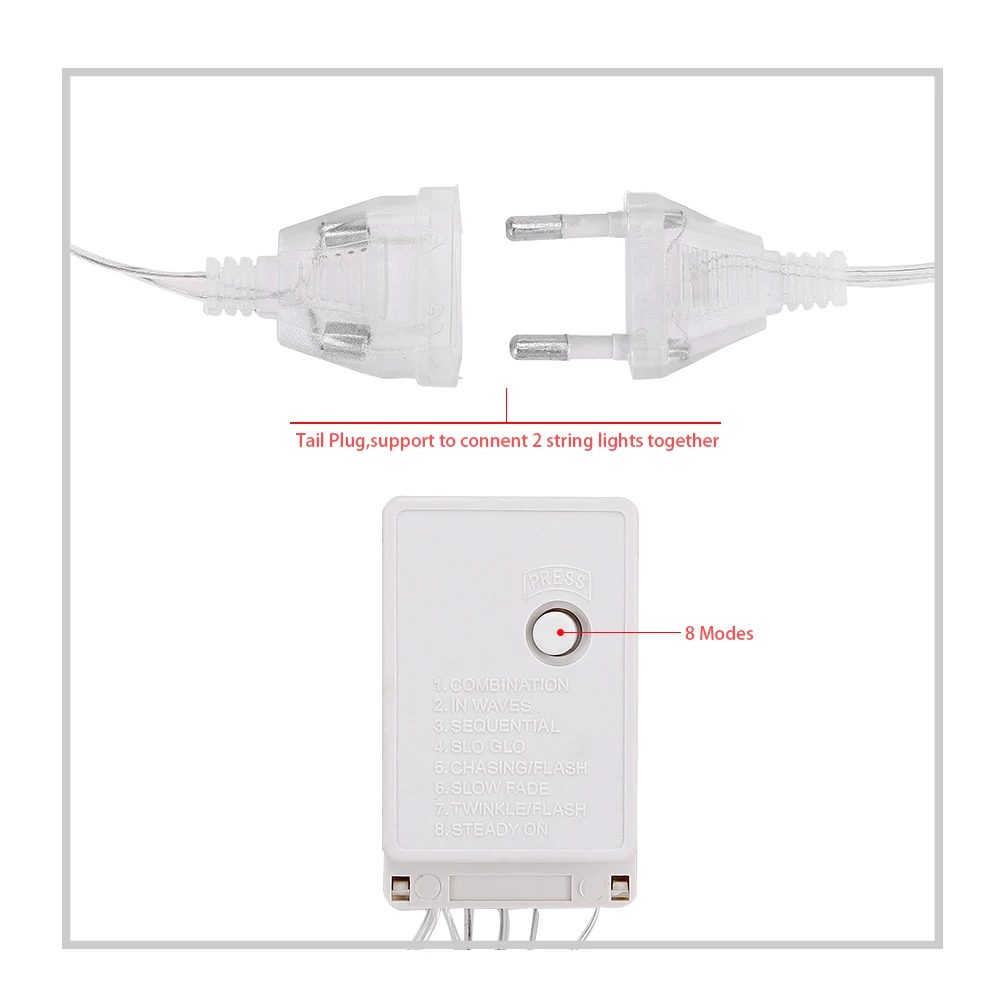 Подключаемый 5 м свисающий 0,4 0,5 0,6 м струнный светильник s 8 Режим светодиодный гирлянда для занавесок Новогодняя РОЖДЕСТВЕНСКАЯ ЕЛКА СВАДЕБНЫЙ Сказочный светильник#20
