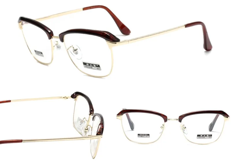 FOENIXSONG, новые мужские и женские очки для близорукости, оптические очки для чтения, коричневая Золотая оправа, очки для компьютера+ 1,0+ 2,5+ 4,5