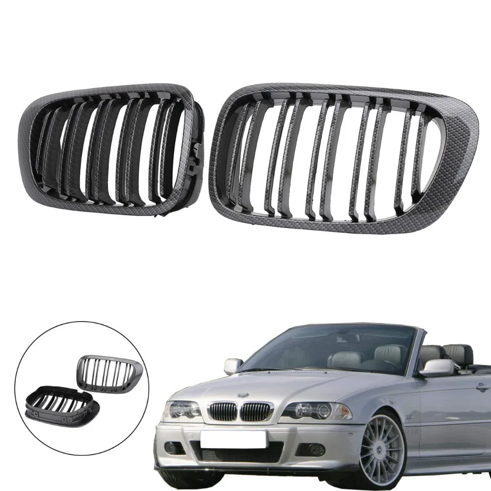 ألياف الكربون مزدوج خط جبهة kidney grille grill for bmw e46 m3 3 سلسلة 325 323Ci 325ci 330ci 1998-2001 كوبيه # PDK661