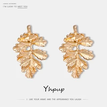 Yhpup трендовые минималистичные винтажные растительные листья изысканные серьги-гвоздики из цинкового сплава золотые серьги вечерние boucle d'oreille femme