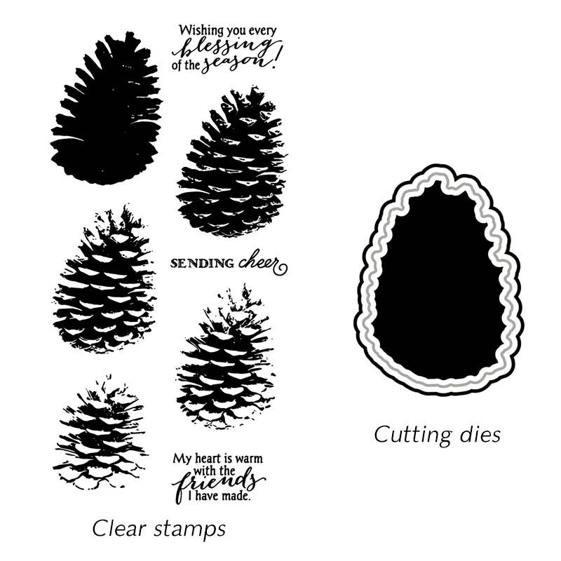 Сосновые шишки металлические Вырубные штампы и прозрачный штамп набор для DIY скрапбукинга фотоальбом Decoretive тиснение Stencial
