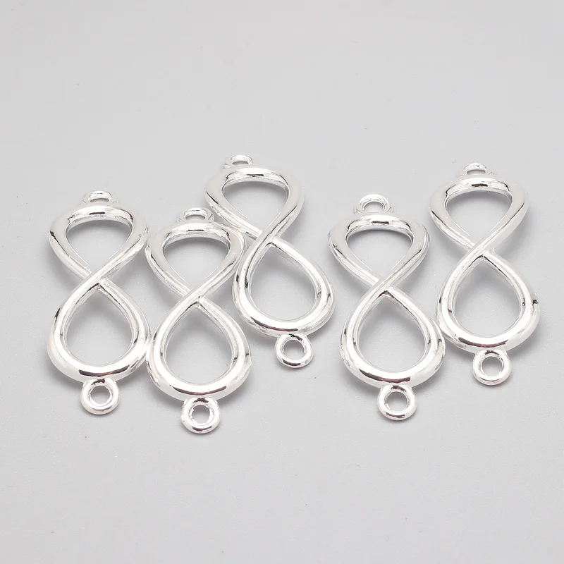 Посеребренные Подвески соединители из цинкового сплава Infinity Symbol для браслета