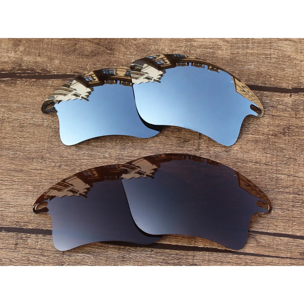 

Vonxyz 2 Pairs Chrome Mirror & Bronze Brown Polarized Replacement Lenses for-Oakley Fast Jacket XL OO9156 Frame