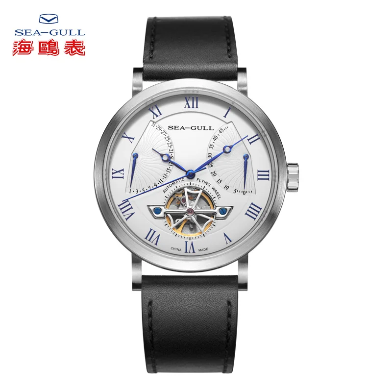 

SEA-GULL Business Watches Men's Mechanical Wristwatches Week Calendar 50m Waterproof Leather Valentine Male Watches 819.11.6078