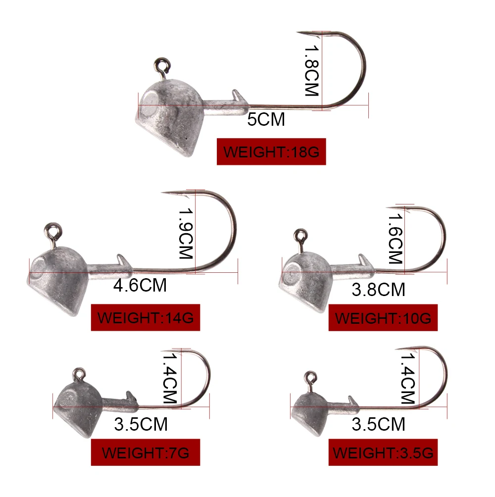 Spinpoler Ultrahead Jig Fishing Hook 3.5g 7g 10g 14g 18g Jigging Hooks For Soft Shad Lure Carbon Steel Fishhooks  (6)
