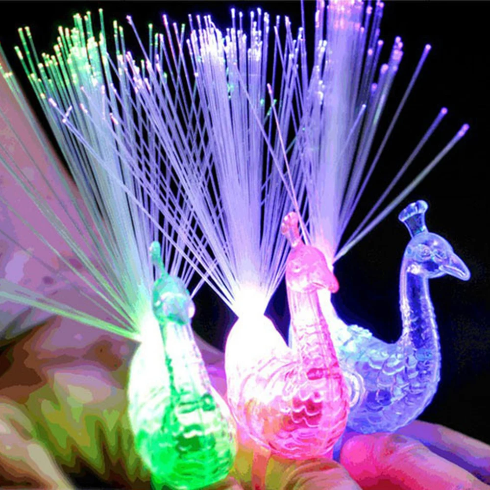 1 шт. лампа в виде павлина на палец Красочный светодиодный осветительные кольца гаджеты для вечеринки Интеллектуальная Детская игрушка для развития мозга