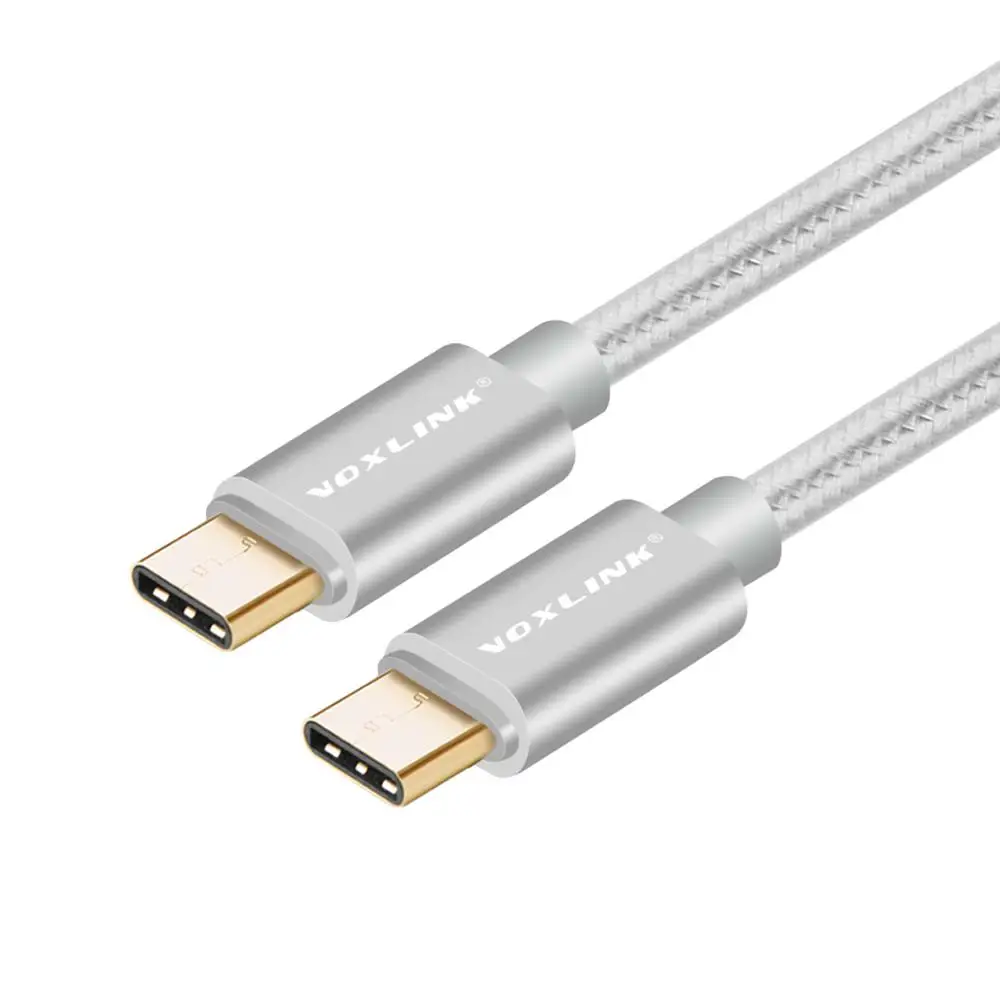 VOXLINK высокоскоростной Тип usb C кабель USB-C мужчина к USB-C мужской Зарядное устройство данные Тип-C кабель для MacBook Nexus 5X/6P Oneplus 2 3 ZUK Z1 - Цвет: Серебристый