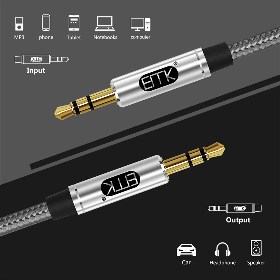 EMK Jack 3.5 Audio Cable 3.5mm Speaker Line Aux Cable for iPhone 6 Samsung galaxy s8 Car Headphone Xiaomi redmi 4x Audio Jack (3)