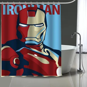 

Custom Iron Man Printed Shower Curtain Bathroom Waterproof Polyester Washable Home Bath Decor Curtains With Hooks