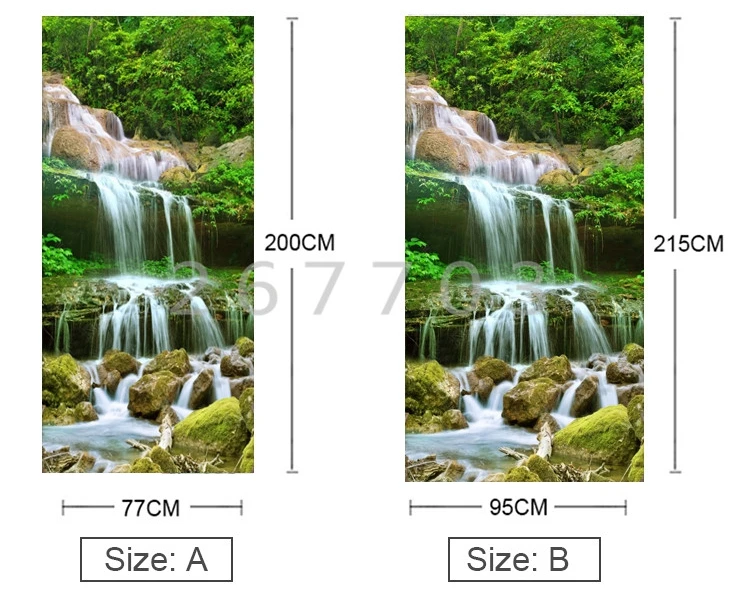 3D наклейки на дверь лес вода водопад пейзаж Фреска ПВХ самоклеющиеся 3D обои для гостиной спальни декор двери наклейки
