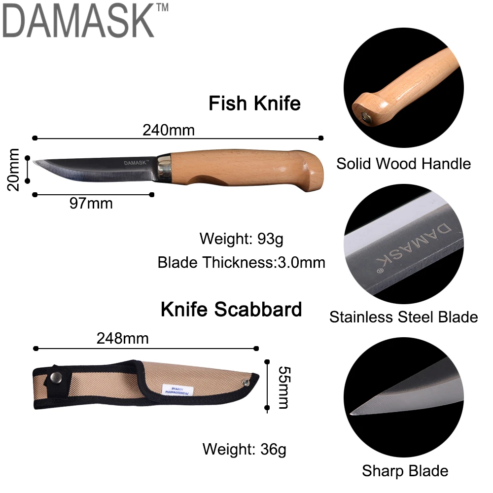 DAMASK Brand Creative Sharp High Carbon Steel Blade Outdoor Knife Tactical Camping Survival Knife Wood Handle Knife With Sheath DAMASK Brand Creative Sharp High Carbon Steel Blade Outdoor Knife Tactical Camping Survival Knife Wood Handle Knife With Sheath