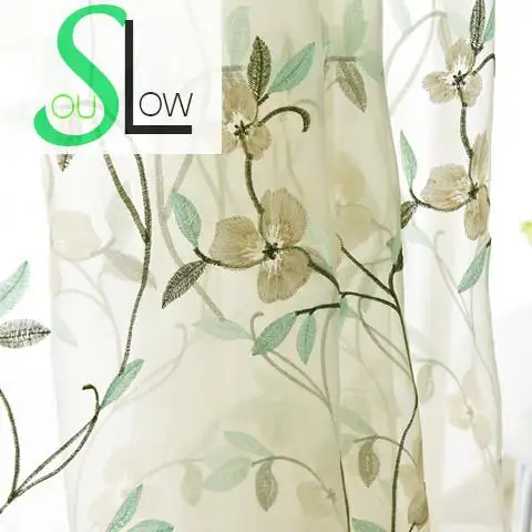 Slow Soul зеленая Нефритовая Орхидея вышитая штора хлопковый белый розовый