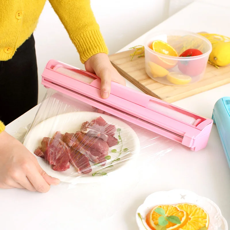 Кухонные инструменты Конфеты Цвет Нож для пленки холодильник коробки пластиковый держатель с функцией нарезки с магнитом