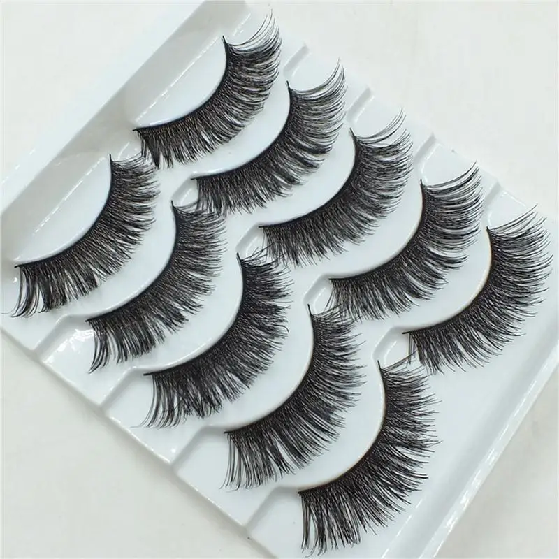

5 Pairs/set Thick False Eyelashes Cross Naturally Slim Fake Eye Lashes Extension Sexy Stage Smoked Makeup Beauty Make up Tools