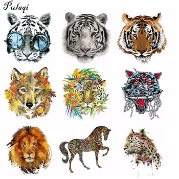 

Pulaqi Personality Wolf Tiger Patches A-level Washable Clothing To Iron-on Patches Heat Transfer Stickers Garment Appliqued H