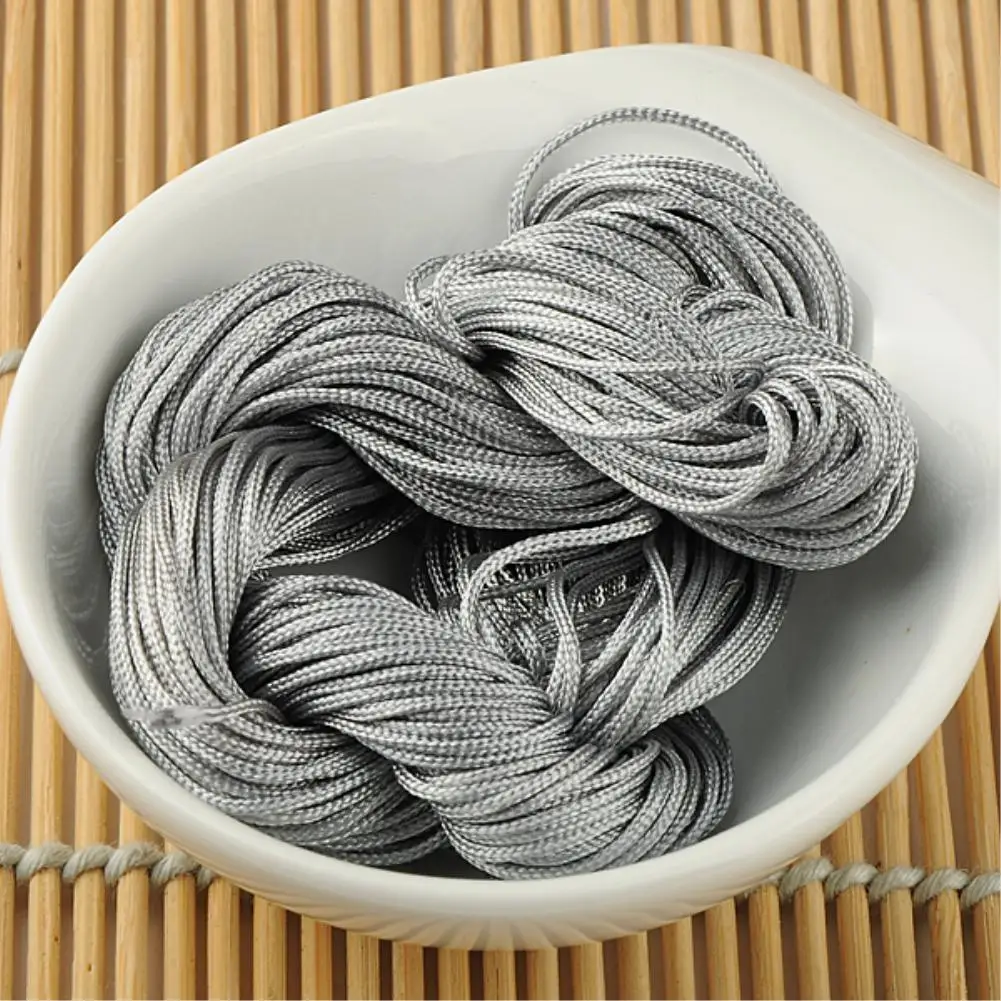 1mm 20m Nylon DIY hinese Knot Cord Macrame Rattail Braided Jewelry Thread String for costume and garment - Цвет: gray