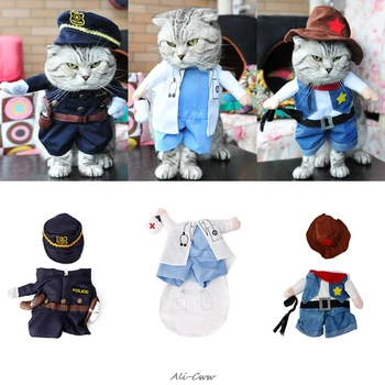 

Funny Pet Costume Dog Cat Costume Clothes Dress Apparel Doctor Policeman Cowboy