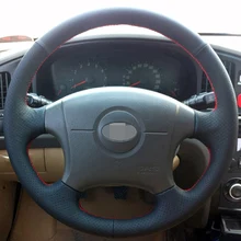 Hand-stitched Black Leather Steering Wheel Cover for Hyundai Elantra Old Elantra 2004-2011