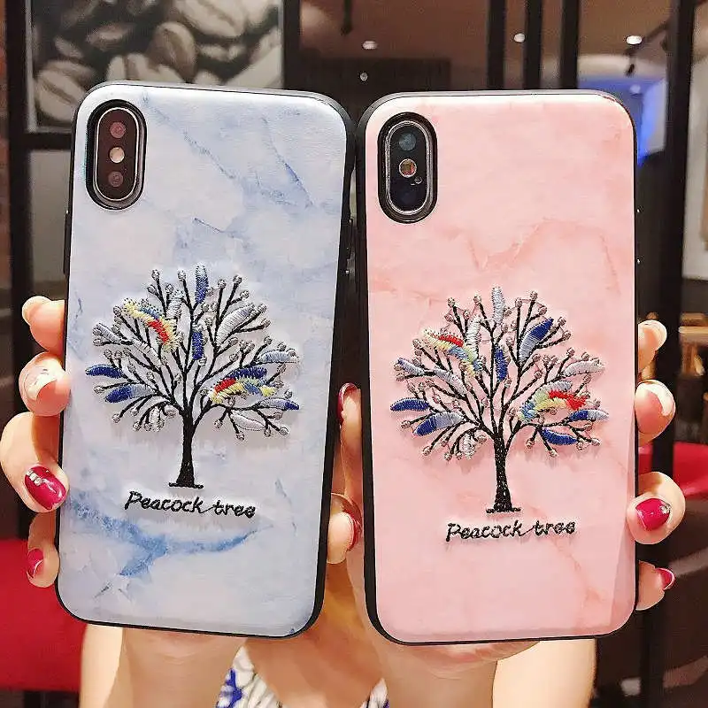 Phone Case For iPhone 6 6S 7 8 Plus Luxury Embroidery TPU Bumper XS Max XR X Retro Pattern Hard Back Cover | Мобильные телефоны и