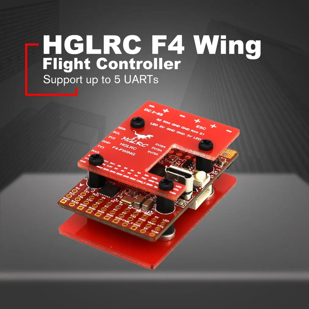 

HGLRC F4 Wing Flight Controller FC for Fixed-Wing Racing Drone Built-in Barometer and Galvanometer PDB 2S -6S 8S Lipo