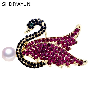 

SHDIYAYUN 2019 New Pearl Brooch Swan Brooch For Women Noble Brooch Pins Natural Freshwater Pearl Jewelry Decoration Accessories