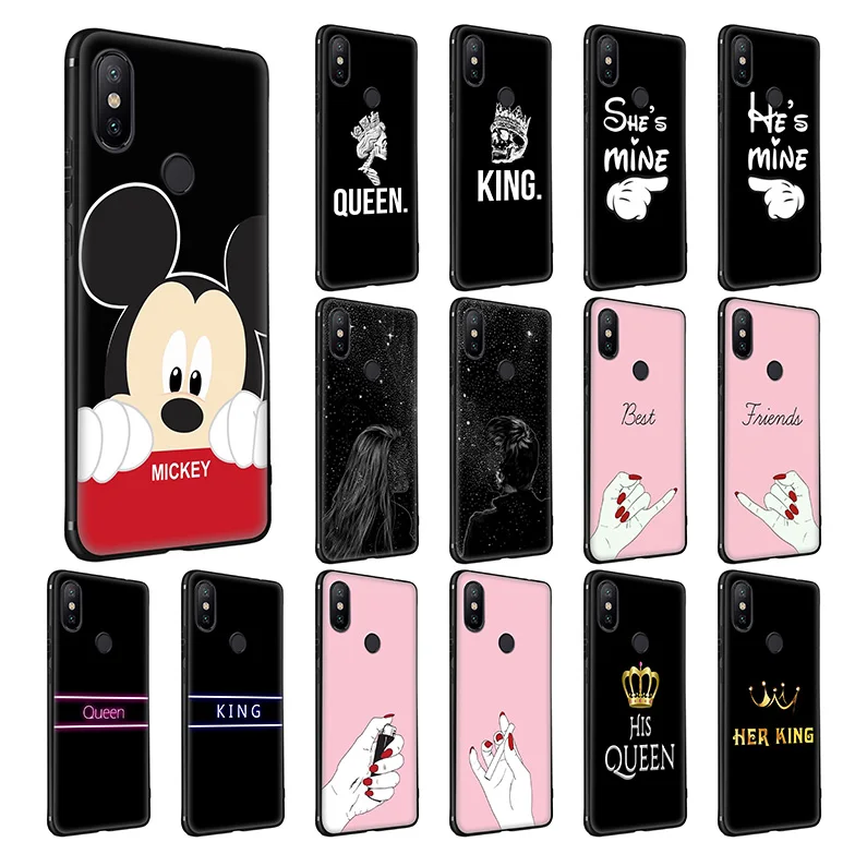 King Queen Couple Gift Birthday Soft Silicone Case for Xiaomi Redmi Note 7 6 6A 5 4 4X 4A S2 Plus Pro Lite Go |