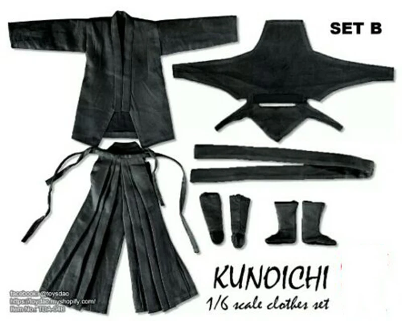 1/6 комплект женской одежды Ninja Kunoichi, комплект одежды черного цвета для 12 дюймов, коллекция экшн-фигурок