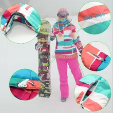 Новые женские цветные полосы водонепроницаемый теплый Сноубординг куртки дамы красочные сетки лыжная куртка Анорак лыжная одежда