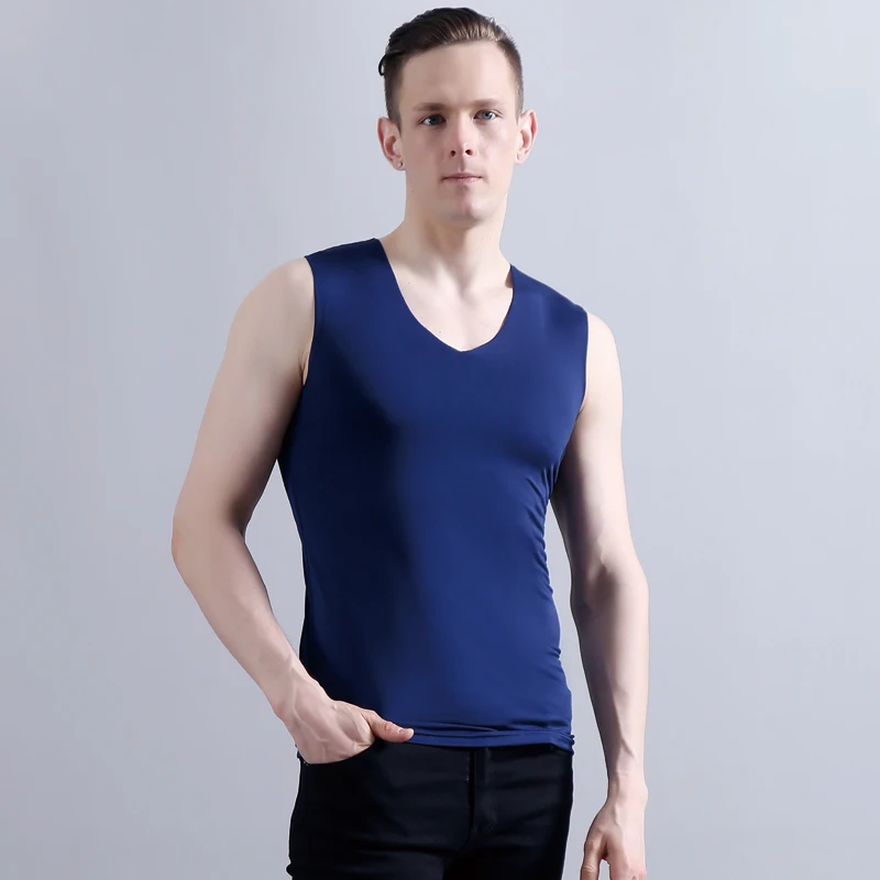 Летняя мужская бесшовная Майка Canotte Ice Silk Tank Top удобный Стрингер Мышцы жилет без рукавов для бега фитнес тренажерный зал одежда