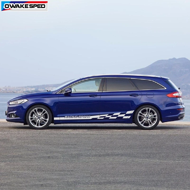 Автомобильная наклейка s Racing Sport Flag Graphics Stripes для Ford Mondeo Vignale ST на боковую юбку