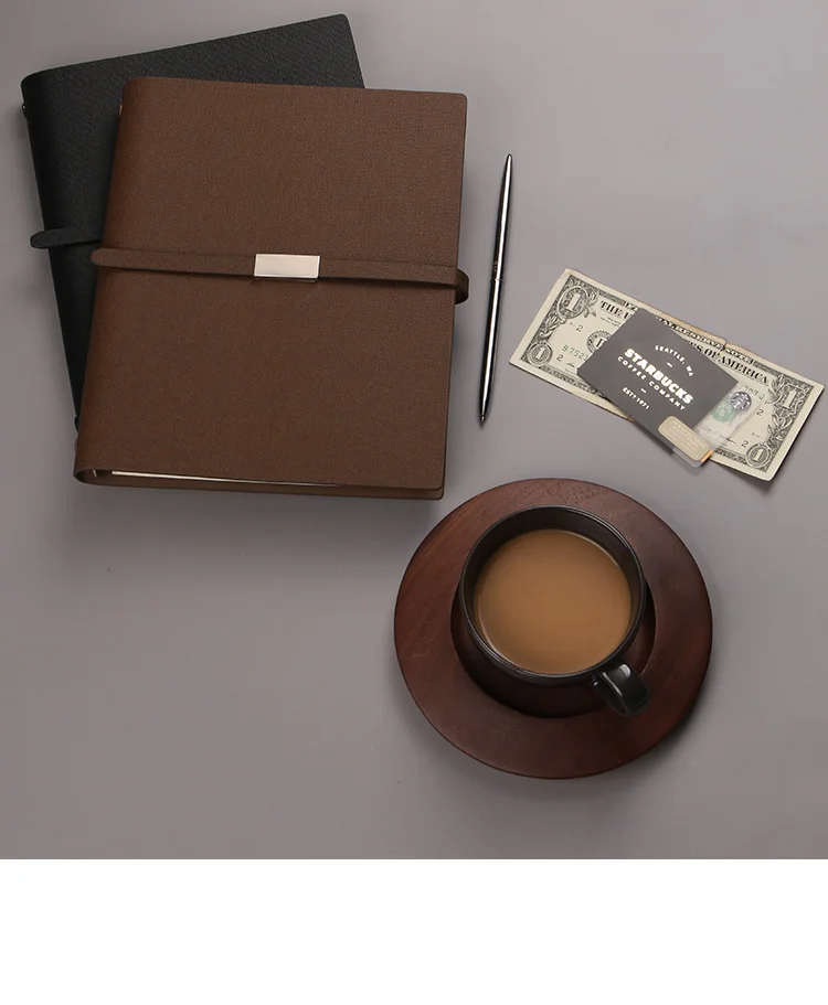 Деловая офисная кожаная Высококачественная лента с магнитной пряжкой для встреч, записная книжка, переплетная спираль с 6 отверстиями, карманный дизайн, дневник C5