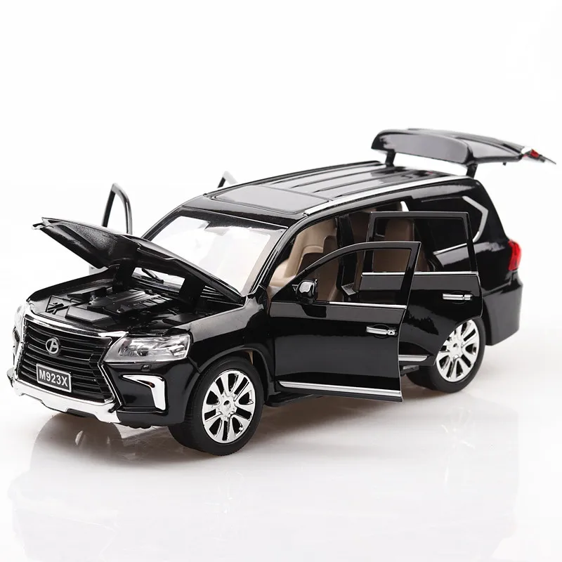 1:24 Lexus Lx570 легкосплавная модель автомобиля, ВЫКЛ-модель дорожного транспортного средства, модель внедорожника, модель автомобиля, 6 дверей, звук и светильник, оттягивание автомобиля, украшения