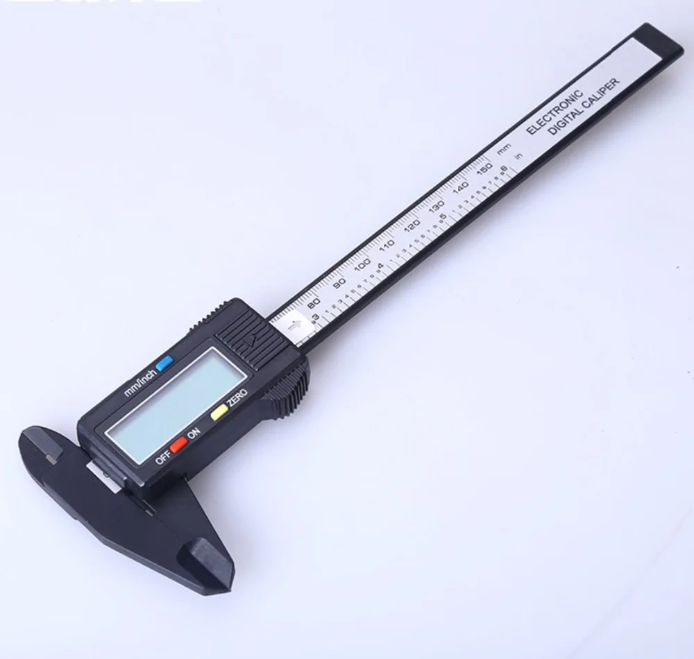 

carbon fiber composite digital caliper 0-150mm,resolution 0.1mm/0.01",battery 1.5V,accuracy 0.1mm/0.01"