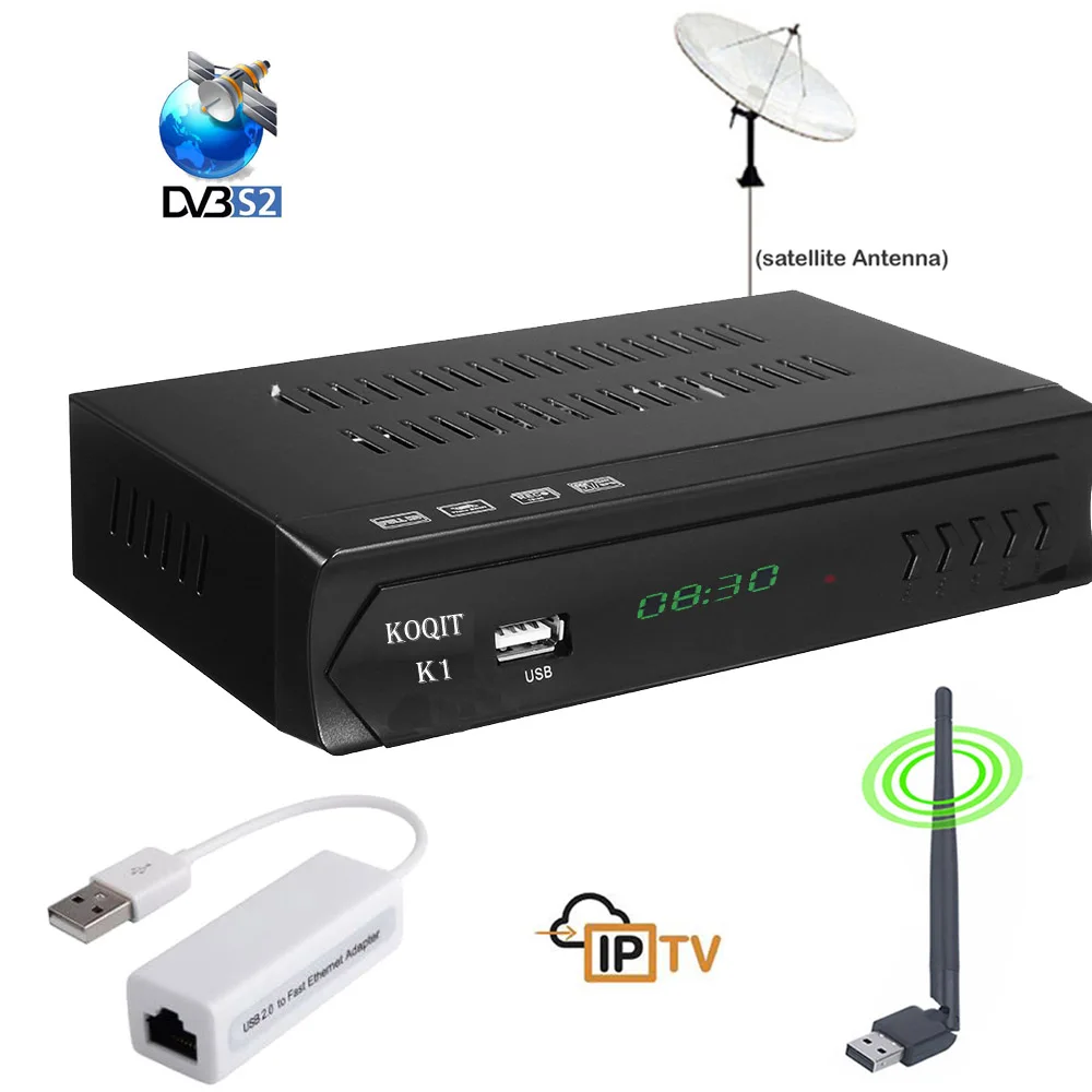 

1G RAM HD Digital DVB-S2 Satellite + IPTV Combo Receiver Set Top BOX Support m3u Youtube IKS Biss Key Power VU CCCAM Share