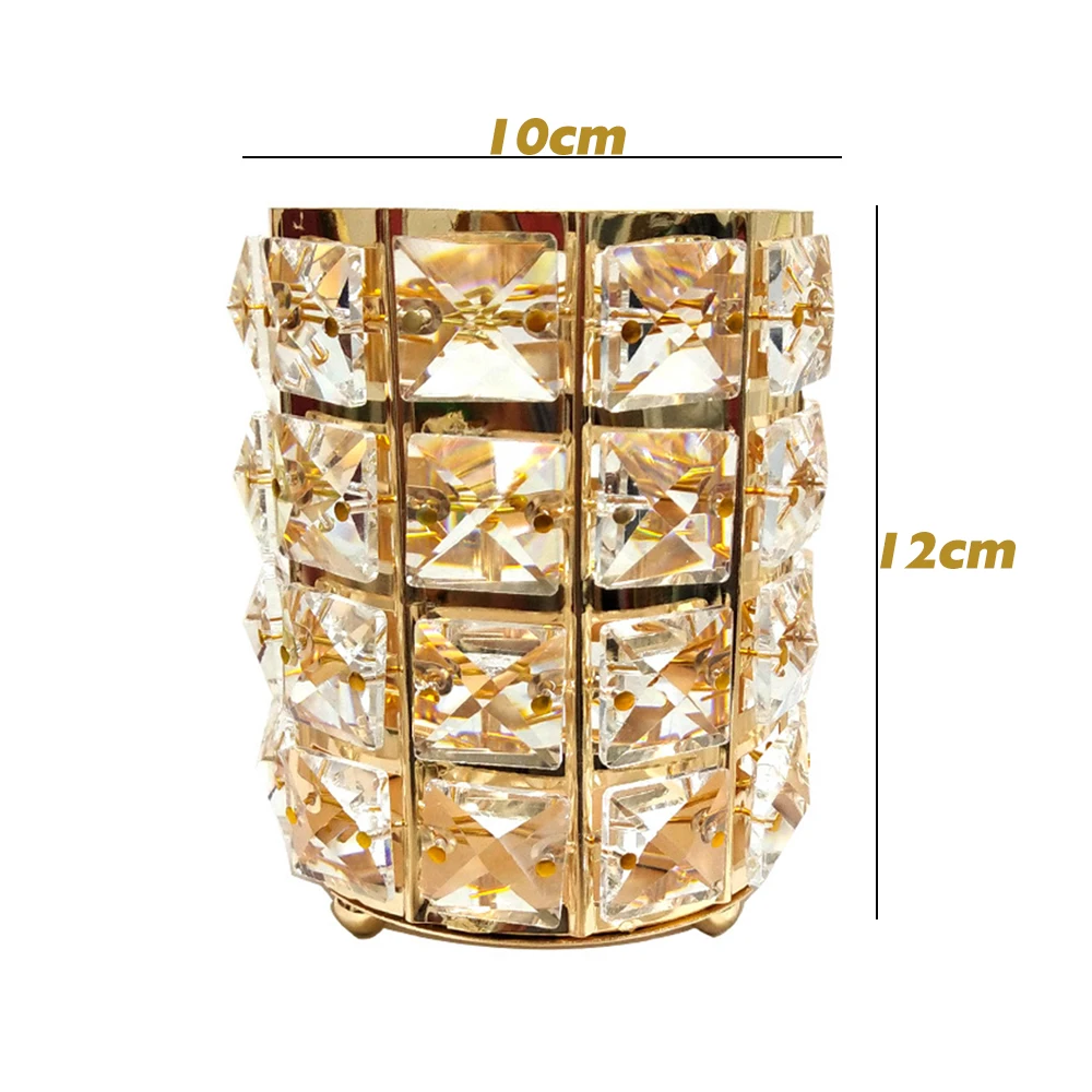 

Europe Metal Makeup Brush Storage Tube Eyebrow Pencil Holder Makeup Organizer Racks Crystal Jewelry Storage Box New