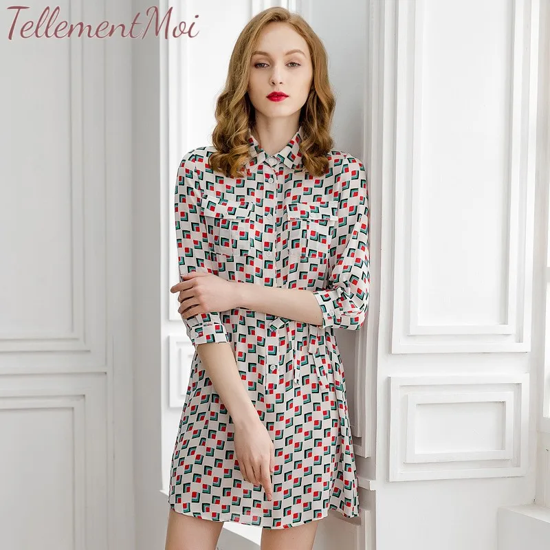 

Summer Dress Women Sweet Print Floral Fashion Casual Style Turn Down Collar Half Sleeve Dress Female Elegant OL Holiday Dresses